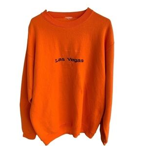 Vintage Las Vegas Nevada Crewneck Sweatshirt Adult XL Mens 90s Sweater Orange